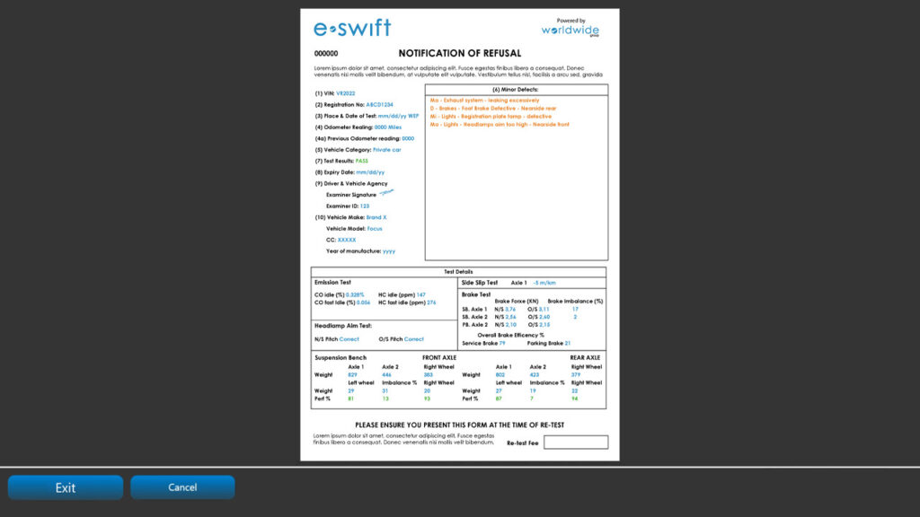 5. Results Test printout